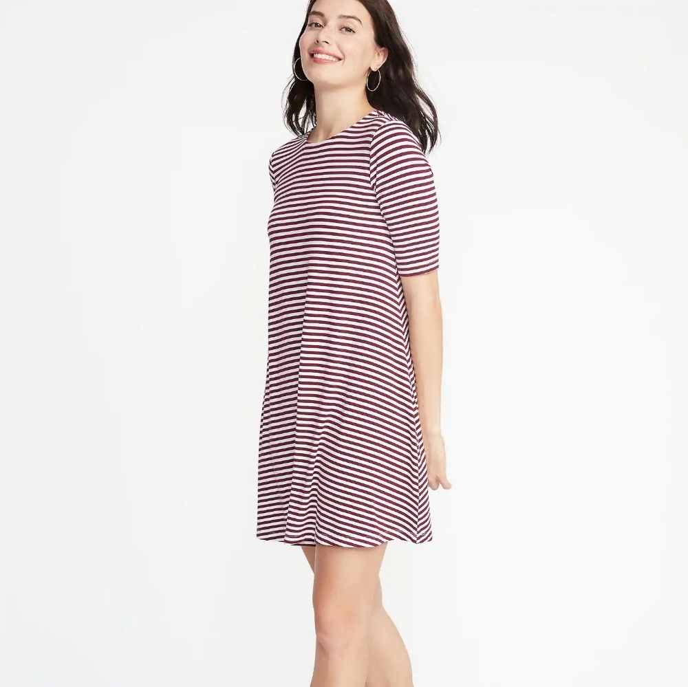 Cute Red & White Striped Swing Dress